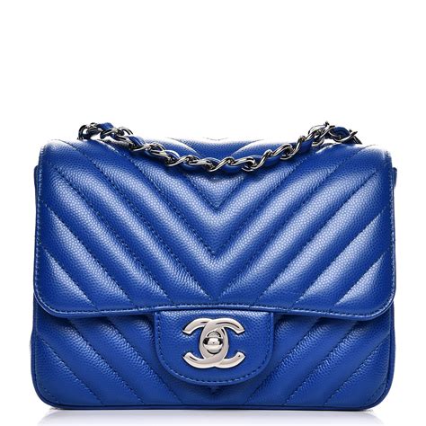 chanel chevron flap blue